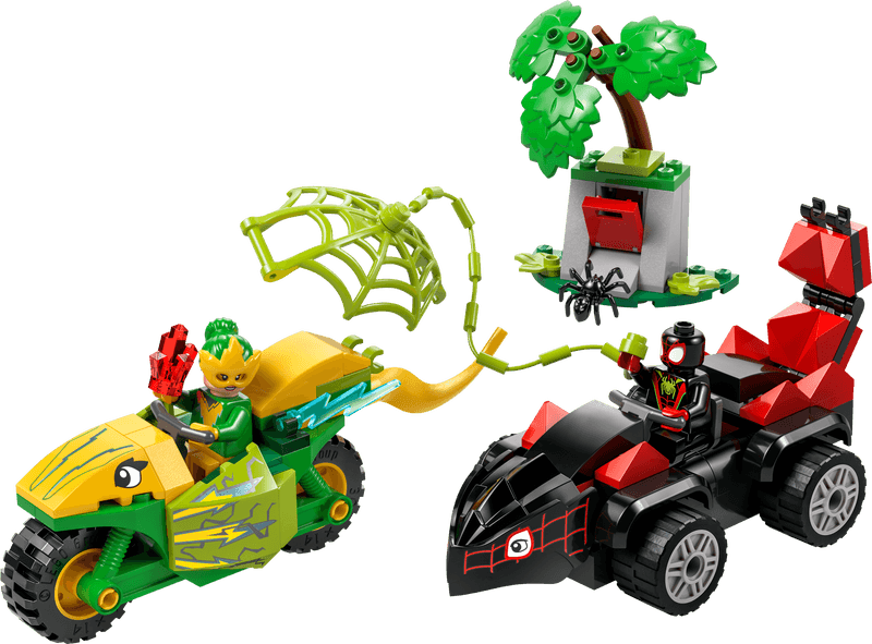 Productfoto LEGO Spin en Electro achtervolging met dinosaurusvoertuigen (11198)