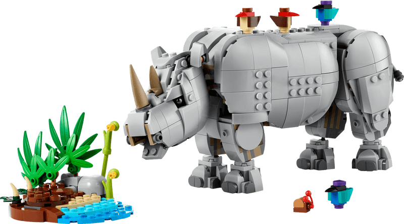 Productfoto LEGO Wilde dieren: machtige neushoorn met vogels (31171)