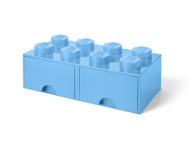 Productfoto LEGO Opbergsteen met 8 noppen en 2 lades – lichtblauw (5005173)