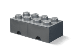 Productfoto LEGO Opbergsteen met 8 noppen en 2 lades – donkergrijs (5005176)