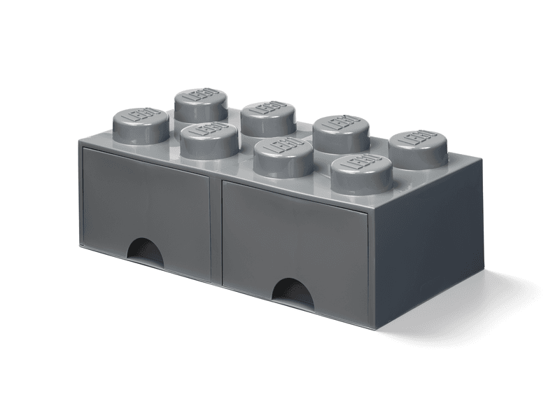 Productfoto LEGO Opbergsteen met 8 noppen en 2 lades – donkergrijs (5005176)
