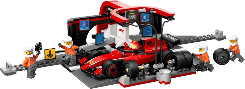 Productfoto LEGO F1® pitstop en pitcrew met Ferrari auto (60443)