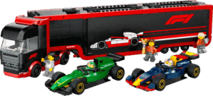 Productfoto LEGO F1® truck met RB20 en AMR24 F1® auto's (60445)