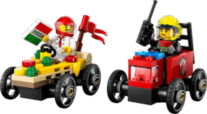 Productfoto LEGO Raceautopakket: pizzabestelwagen vs. brandweerauto (60458)