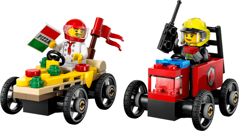 Productfoto LEGO Raceautopakket: pizzabestelwagen vs. brandweerauto (60458)