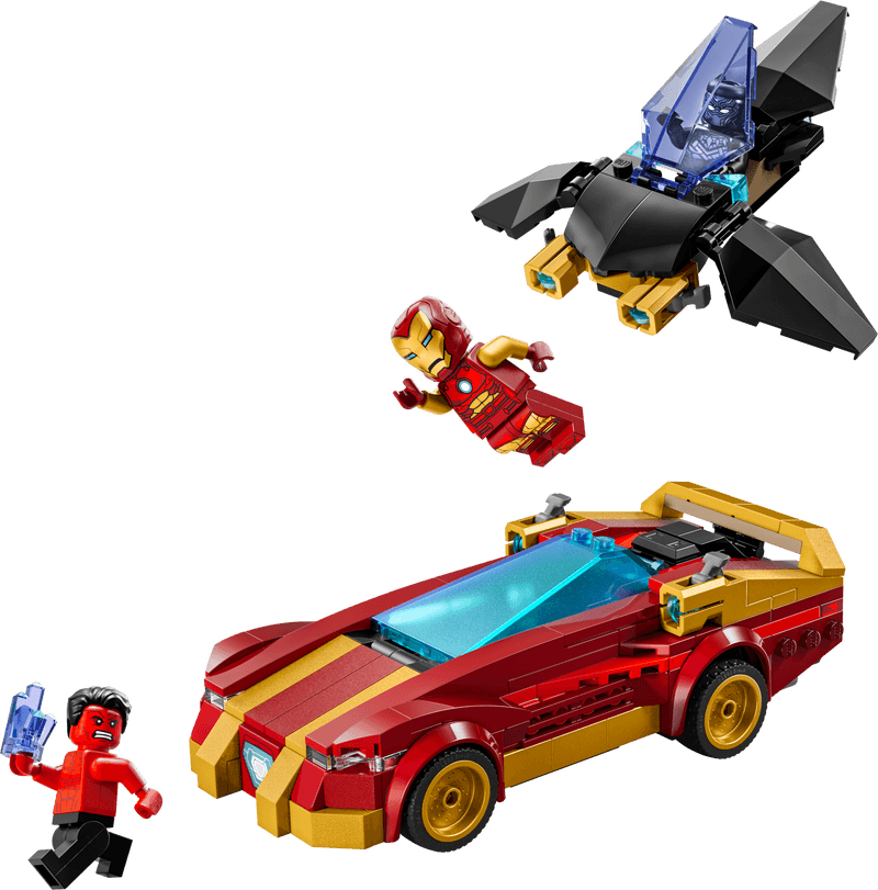 Productfoto LEGO Iron Mans auto en Black Panther vs. Rode Hulk (76310)